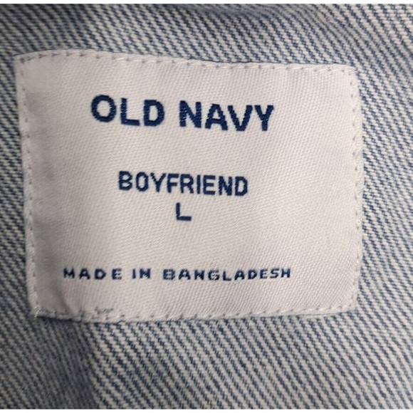 Old Navy Jean Jacket Size Large Boyfriend Distressed Ripped Light Blue Denim - Picture 6 of 13